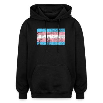 Transgender Flagge Grunge Vintage Retro - Oversized Unisex Hoodie - Schwarz - Vorne - Noah (186cm)