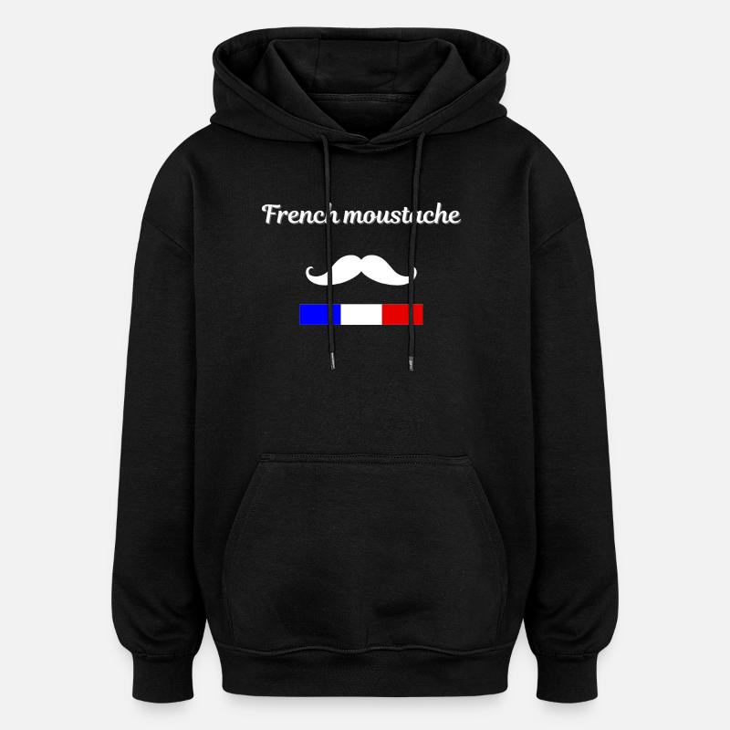 French Moustache - Sweat à capuche oversize unisexe - noir
