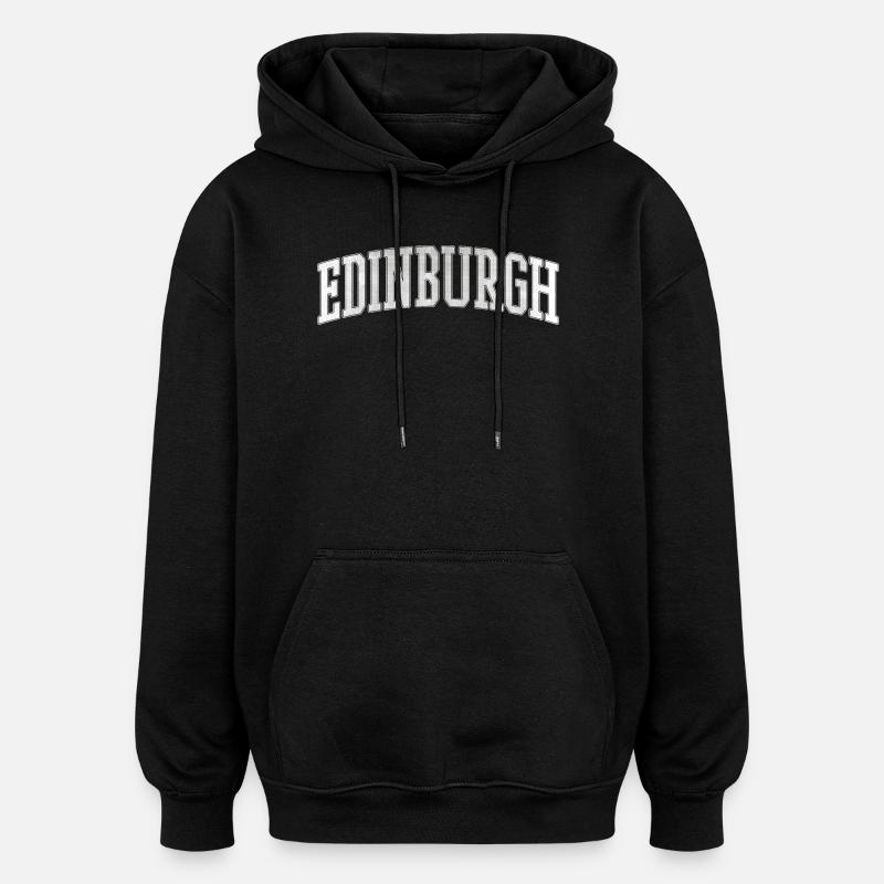 Edinburgh Varsity Bow Font - Oversized Unisex Hoodie - black
