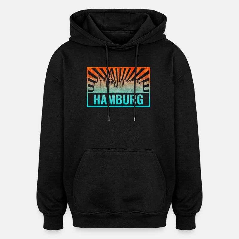 Pente de la silhouette de Hambourg - Sweat à capuche oversize unisexe - noir