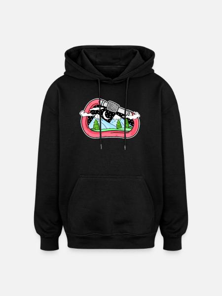 Mountain Mountains Mountain Peaks - Oversized Unisex Hoodie - black