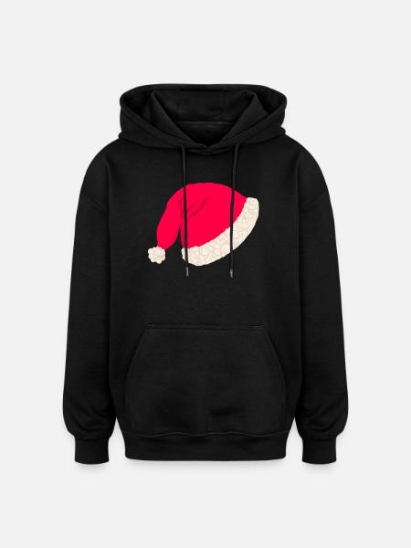 Christmas hat without text - Oversized Unisex Hoodie - black