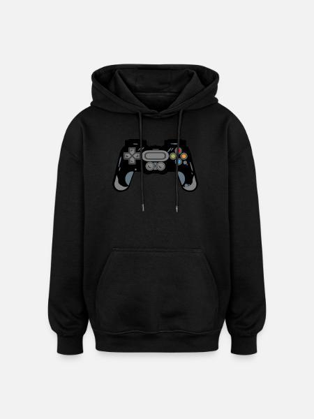 Retro Controller Silhouette - Oversized Unisex Hoodie - black