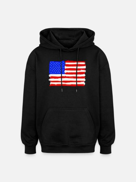 Painted American Flag - Oversized Unisex Hoodie - black