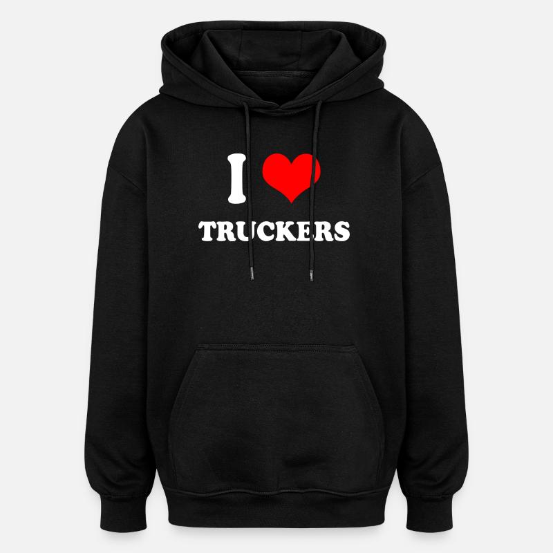 J'adore les camionneurs - Sweat à capuche oversize unisexe - noir