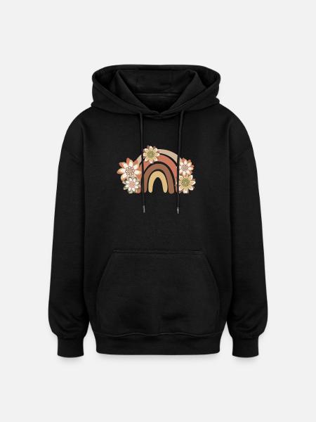 Rainbow Boho, Bohemian - Oversized Unisex Hoodie - black