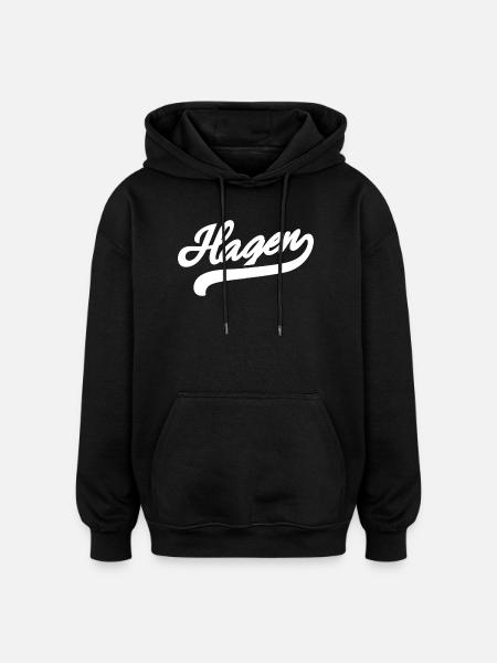 Hagen Retro - Oversized Unisex Hoodie - black