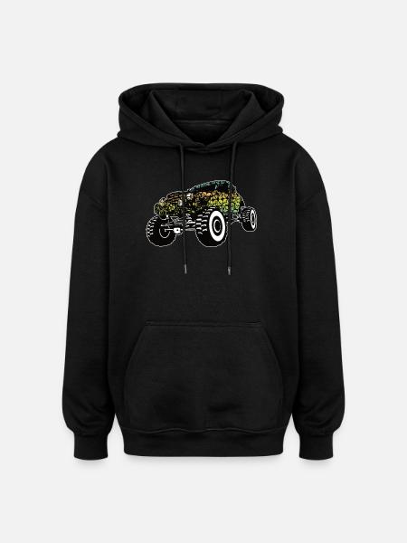 Monster Truck Skull Gradient - Oversized Unisex Hoodie - black