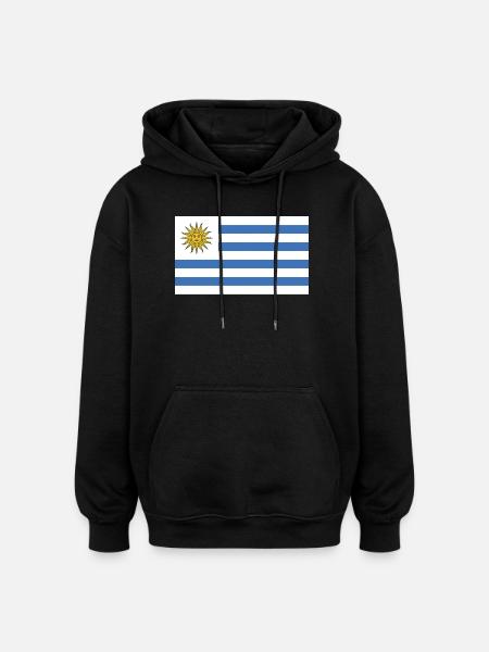 Uruguay National Flag - Oversized Unisex Hoodie - black