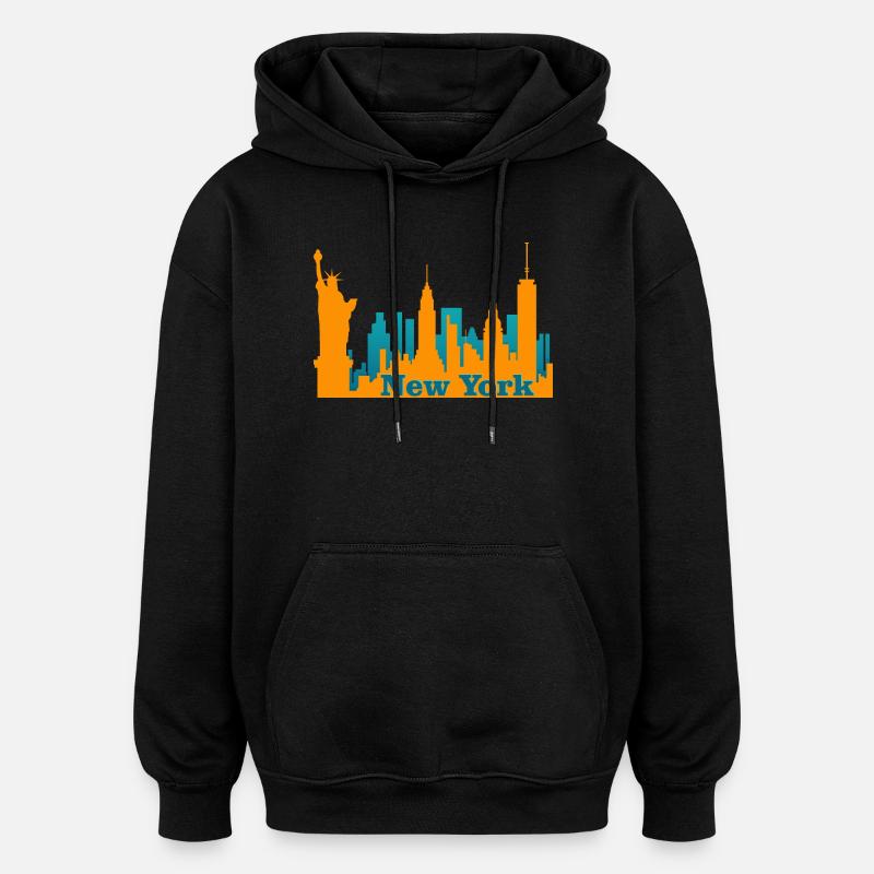 Ville de New York - Sweat à capuche oversize unisexe - noir