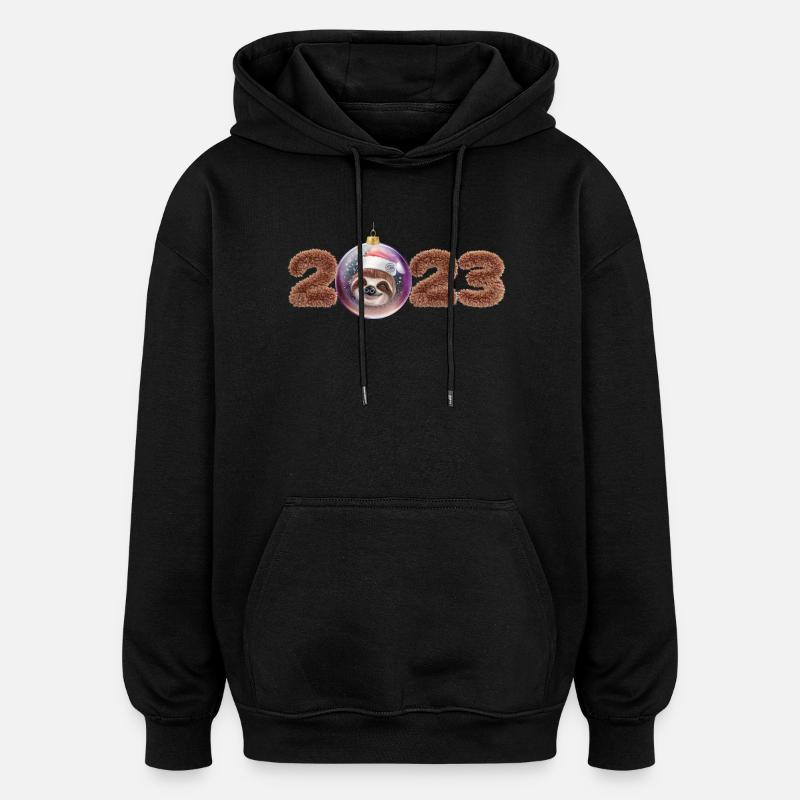 2023 Weihnachtskugel niedliches Faultier - Oversized Unisex Hoodie - Schwarz