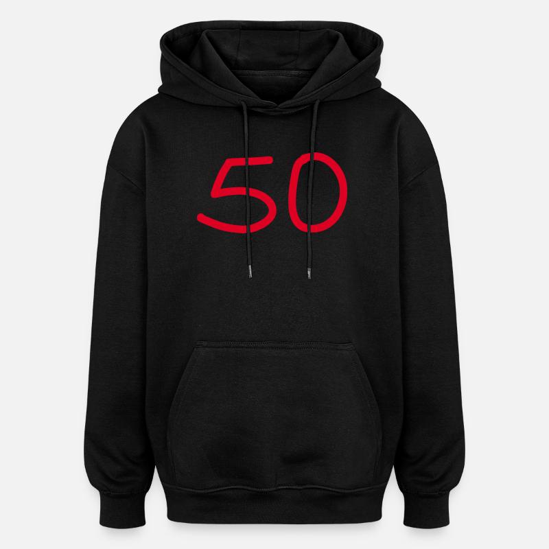 50e anniversaire cinquante numéro blanc - Sweat à capuche oversize unisexe - noir