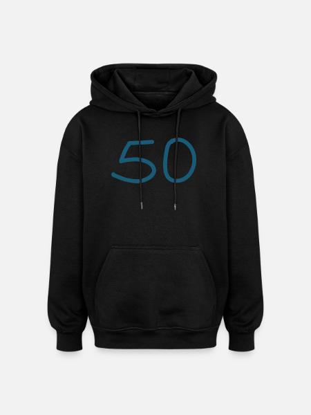 50th birthday fifty blue number - Oversized Unisex Hoodie - black
