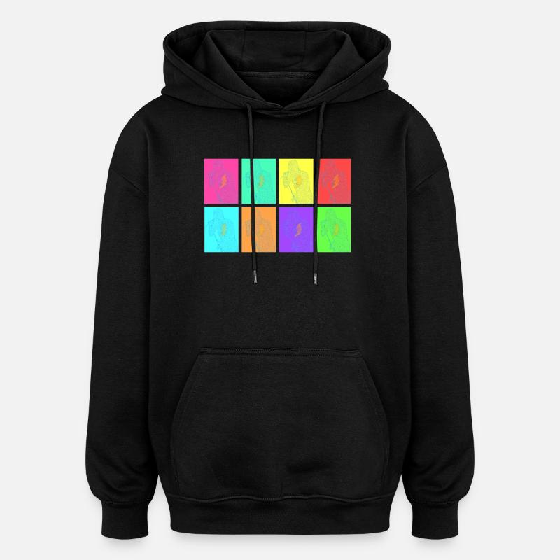 Chanteur de Rock en Pop Art - Sweat à capuche oversize unisexe - noir