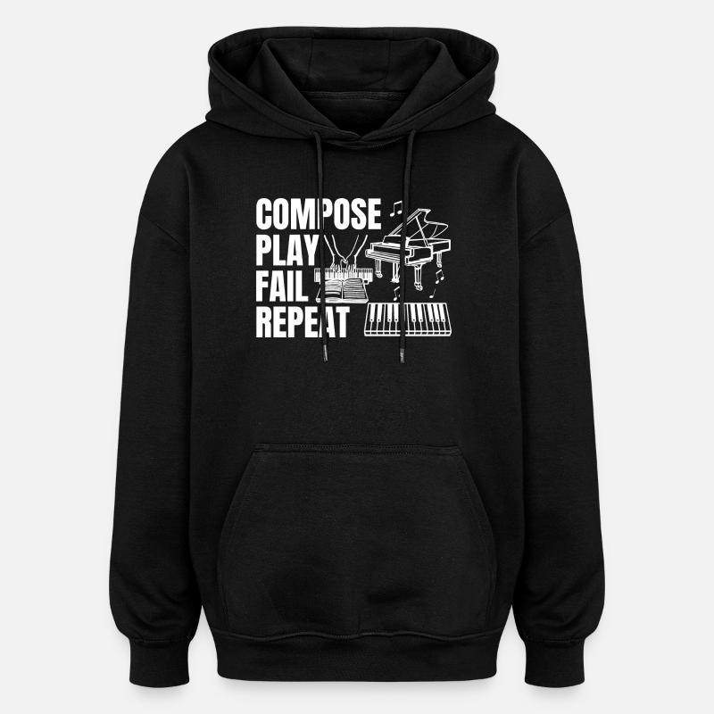 Composing Play Fail Repeat - Oversized Unisex Hoodie - black