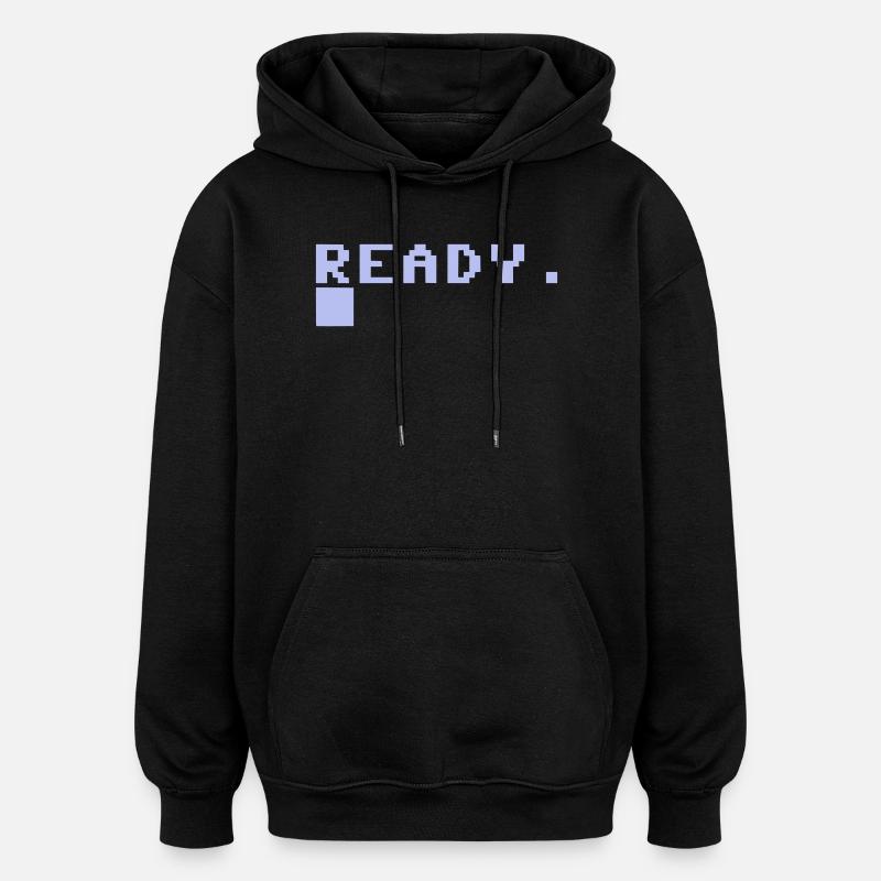 Texte rétro Pixel : READY Design - Sweat à capuche oversize unisexe - noir