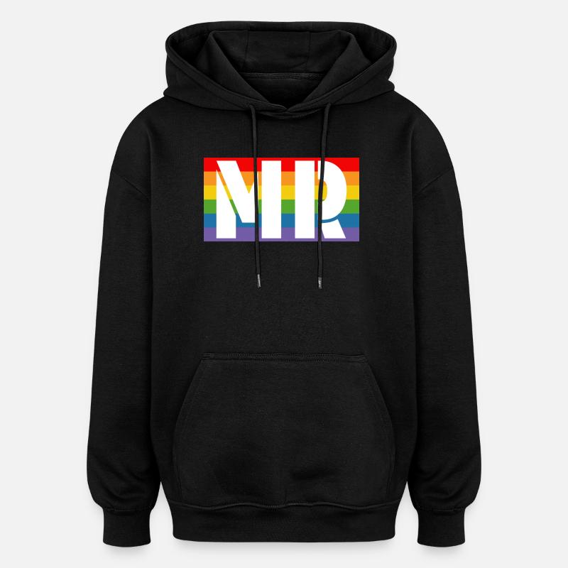 Chemise arc-en-ciel MR - Sweat à capuche oversize unisexe - noir