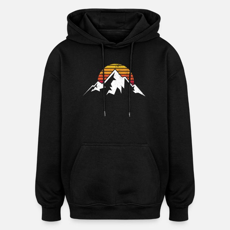 Sunset Ridge Bergsilhouette - Oversized Unisex Hoodie - Schwarz