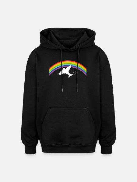 RAINBOW Regenbogen with peace dove - Oversized Unisex Hoodie - black