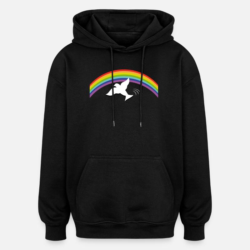 RAINBOW Regenbogen with peace dove - Oversized Unisex Hoodie - black