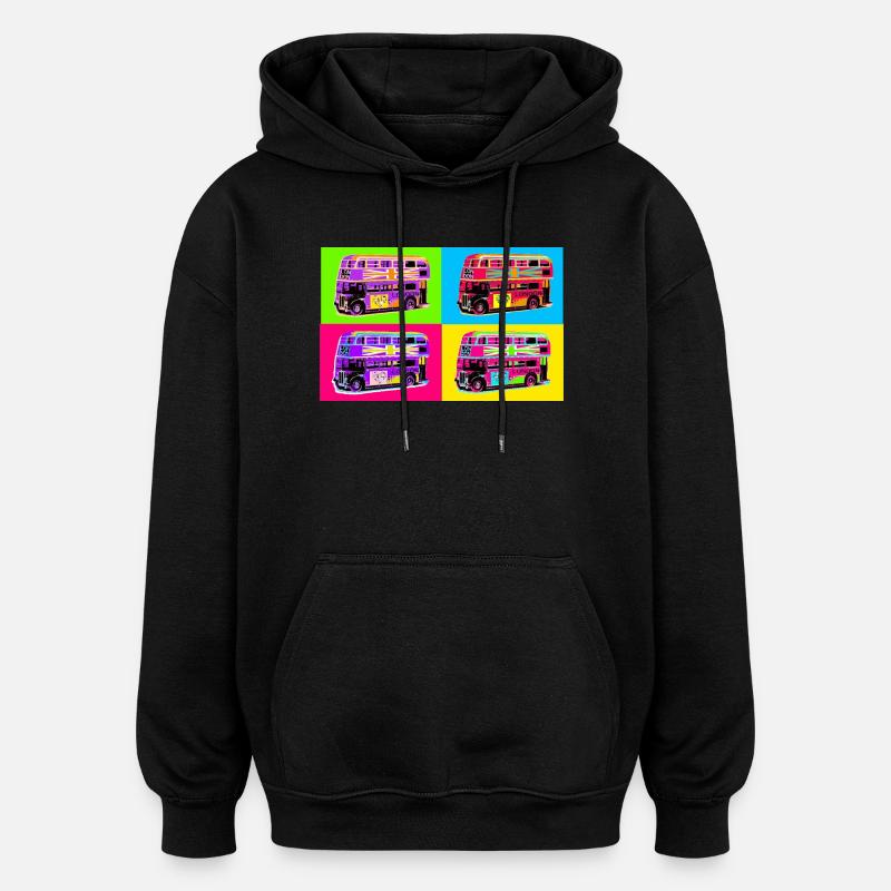 Bus Londres Pop Art Arc-en-Cirque - Sweat à capuche oversize unisexe - noir