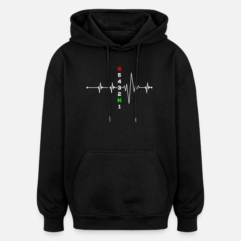 N Pulse ECG Néon - Sweat à capuche oversize unisexe - noir