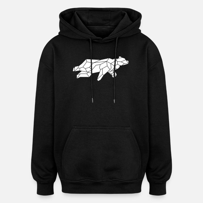 Ours blanc géométrique - Sweat à capuche oversize unisexe - noir