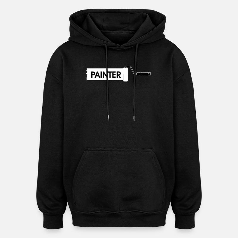 Paint roller with white paint - Oversized Unisex Hoodie - black