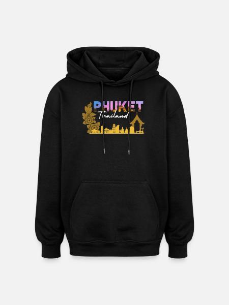 Phuket Thailand Sunset Skyline - Oversized Unisex Hoodie - black