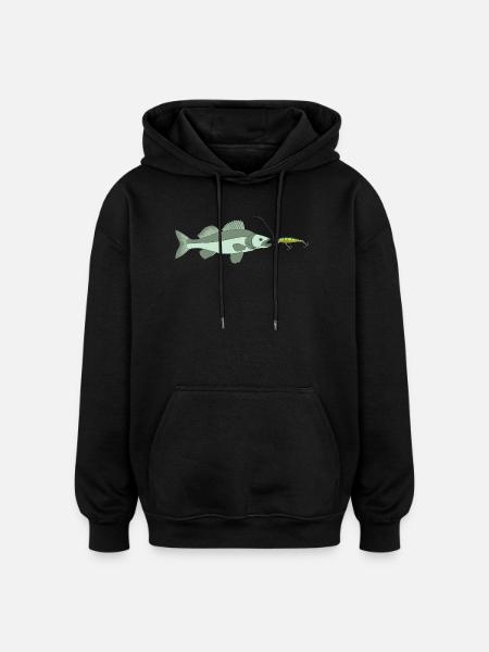 Zander jagt Kunstköder - Oversized Unisex Hoodie - Schwarz
