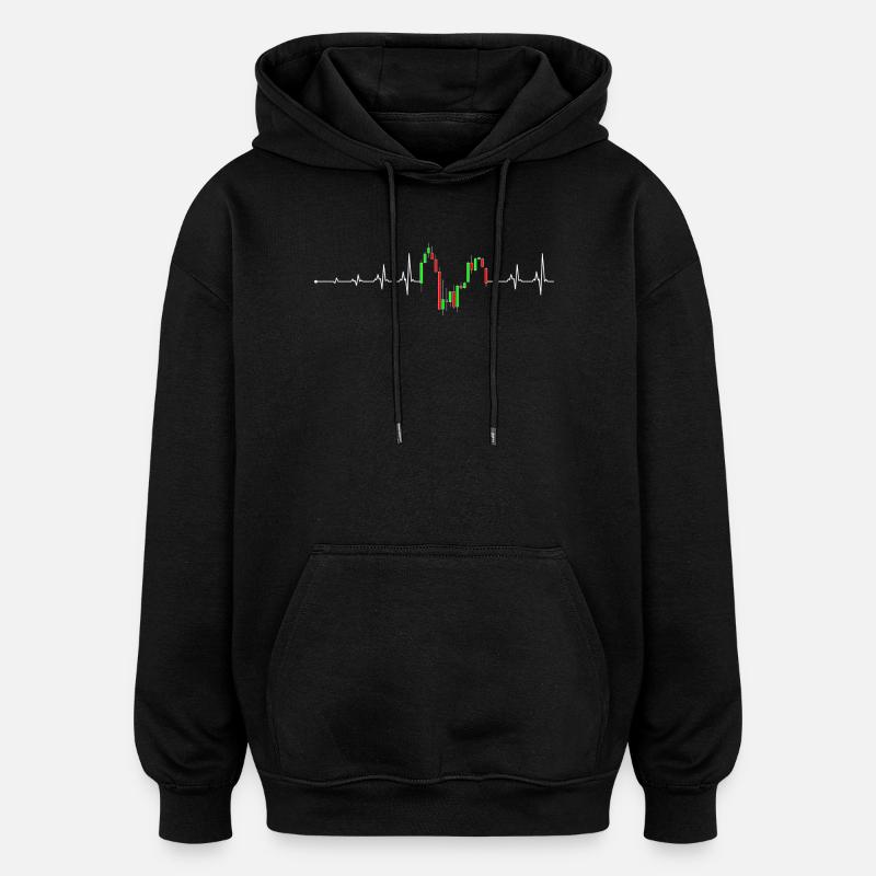 Herzschlag-Chart Neon - Oversized Unisex Hoodie - Schwarz