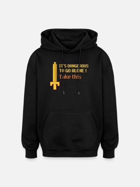 Retro Pixel Sword Quest - Oversized Unisex Hoodie - black
