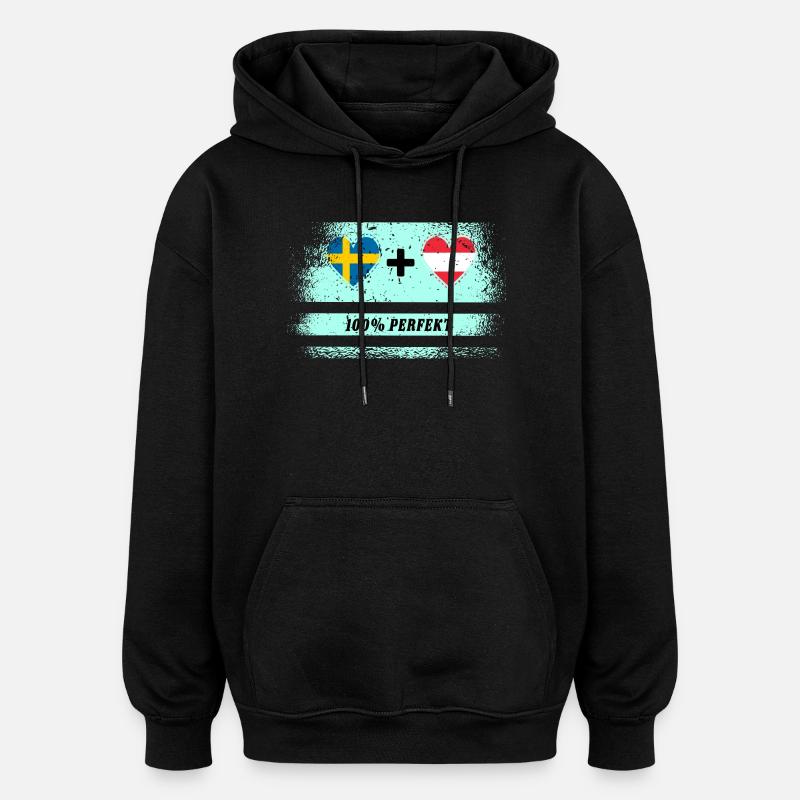 Autriche & Suède 100% parfait / cadeau - Sweat à capuche oversize unisexe - noir