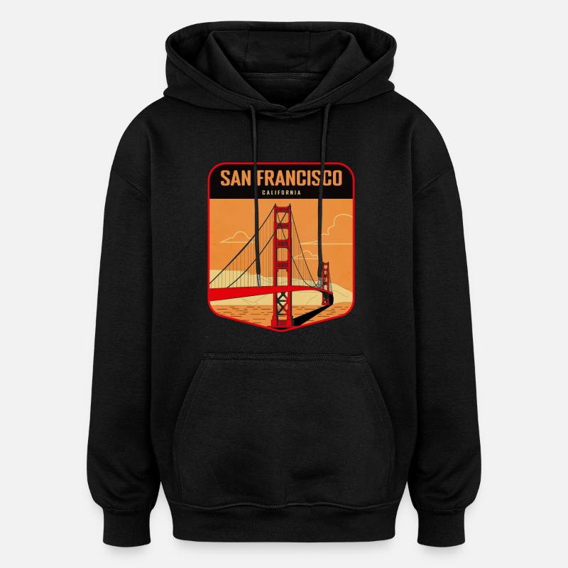 Badge rétro Golden Gate San Francisco - Sweat à capuche oversize unisexe - noir