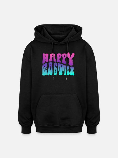 Happy Easter lettering - Oversized Unisex Hoodie - black