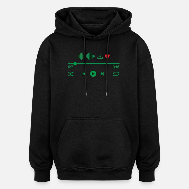 Green Audio Wave Pulse - Oversized Unisex Hoodie - black