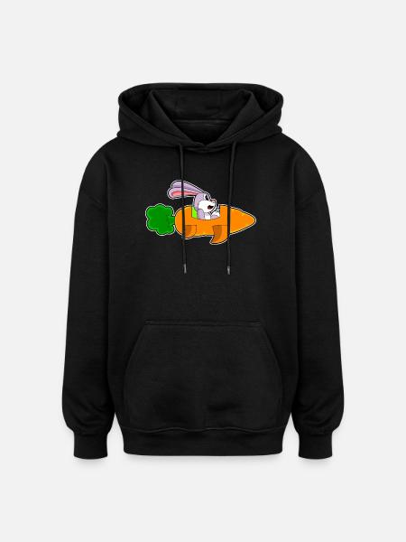 Bunny Carrot - Oversized Unisex Hoodie - black