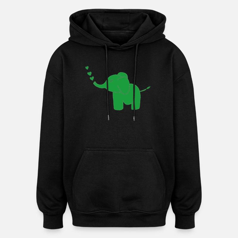 Vert éléphant - Sweat à capuche oversize unisexe - noir