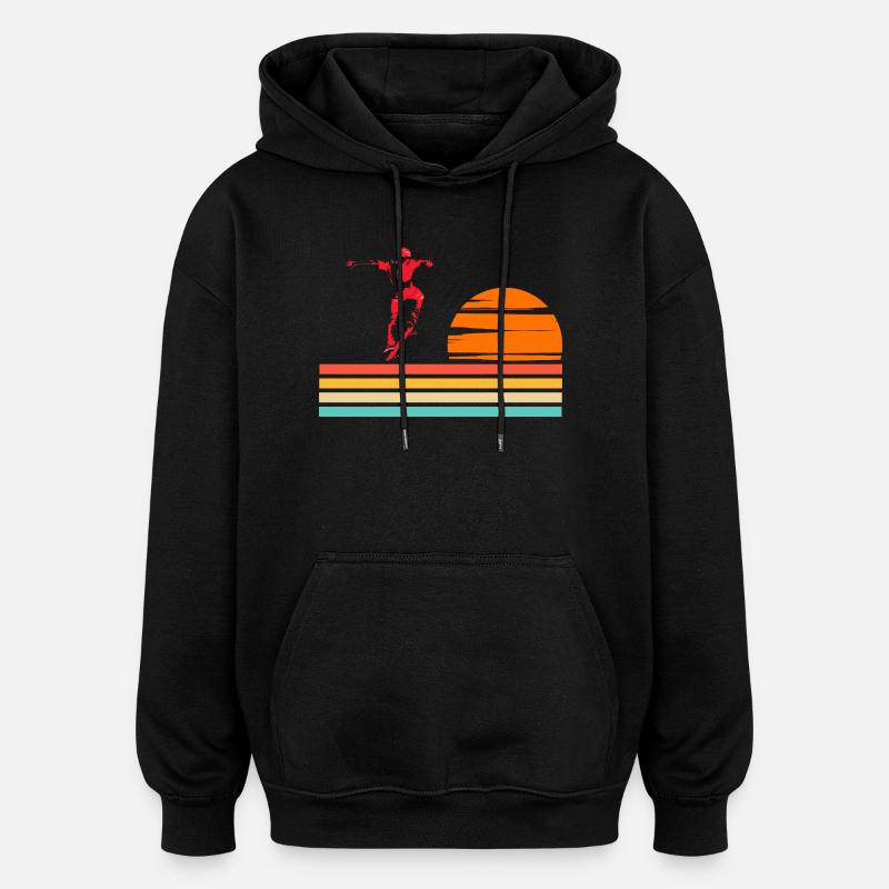 Skateboard Cool Skater Boy Sunset - Sweat à capuche oversize unisexe - noir