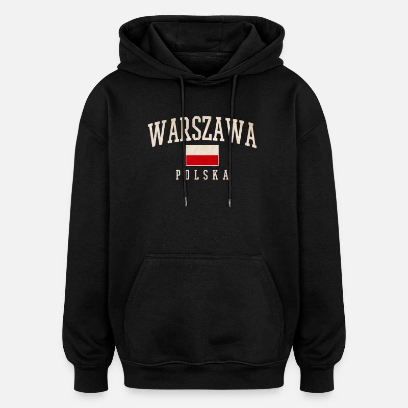 Varsovie Pologne Drapeau Style - Sweat à capuche oversize unisexe - noir