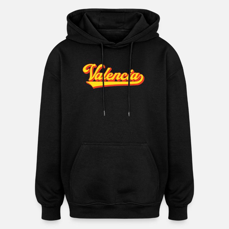 Valencia Script Logo - Sweat à capuche oversize unisexe - noir