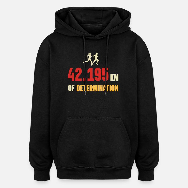 Marathon - 42,195 km de détermination - Sweat à capuche oversize unisexe - noir