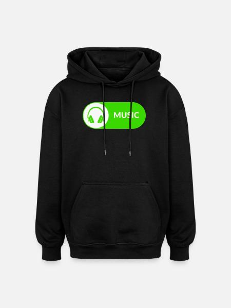 Music button - Oversized Unisex Hoodie - black