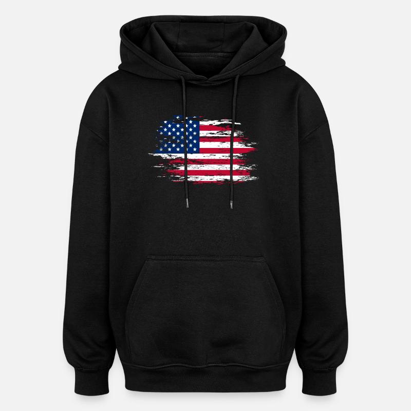Drapeau des États-Unis utilisé - Sweat à capuche oversize unisexe - noir