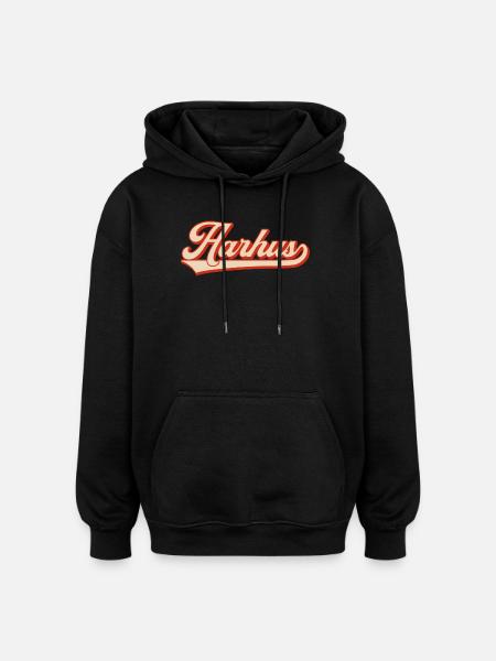 Aarhus Retro Look – Denmark Lettering - Oversized Unisex Hoodie - black