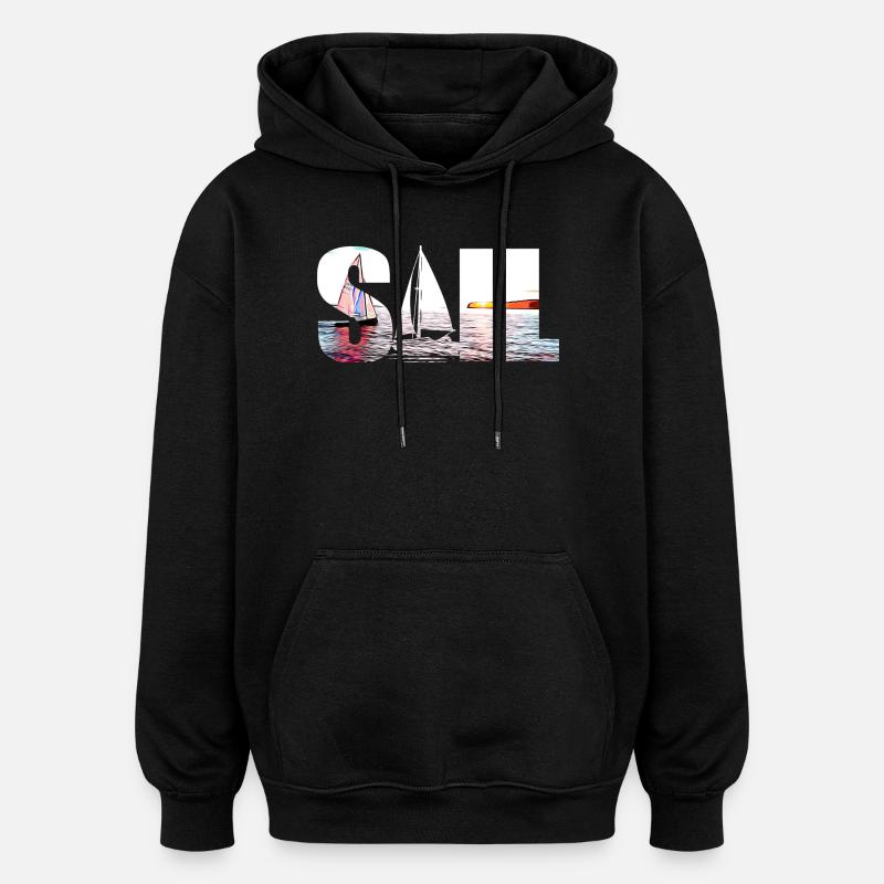 SAIL - Sweat à capuche oversize unisexe - noir