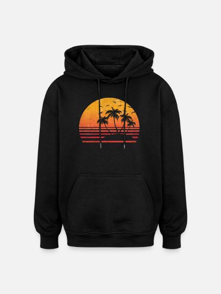 Retro Palm Sun - Oversized Unisex Hoodie - black