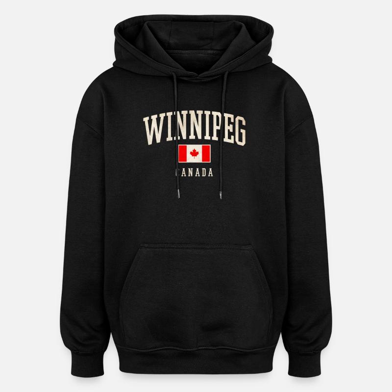 Winnipeg Canada Retro Varsity - Oversized Unisex Hoodie - black