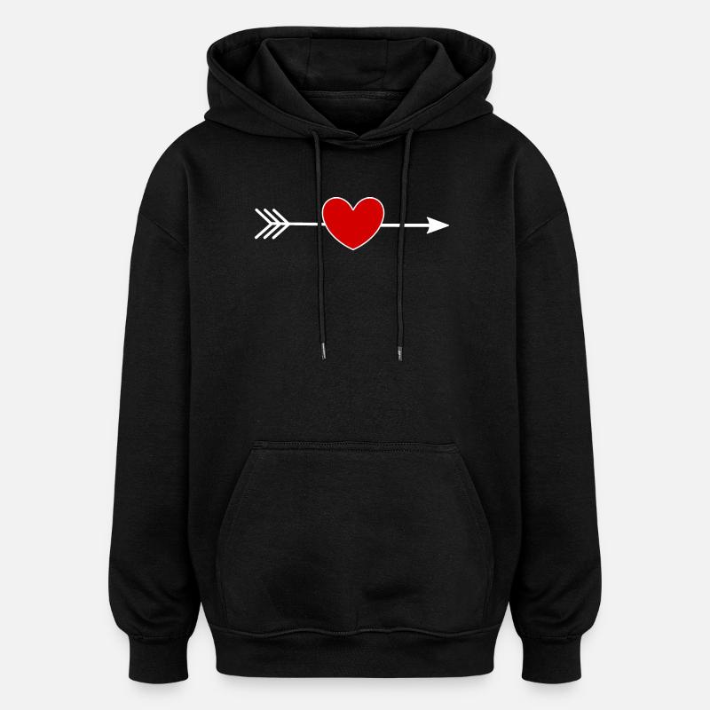 Saint-Valentin cœur rouge, st.valentin - Sweat à capuche oversize unisexe - noir