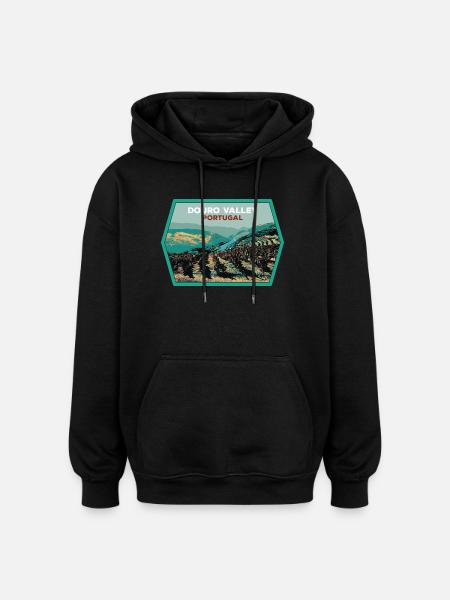 Douro Valley Shield, Portugal Illustration - Oversized Unisex Hoodie - black